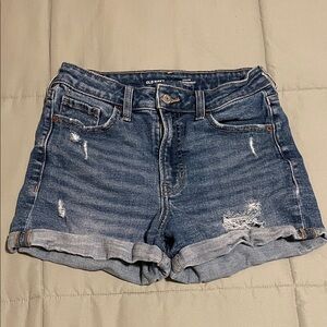 Old Navy Distressed High-Rise OG Straight Secret Smooth Pockets Jean Shorts